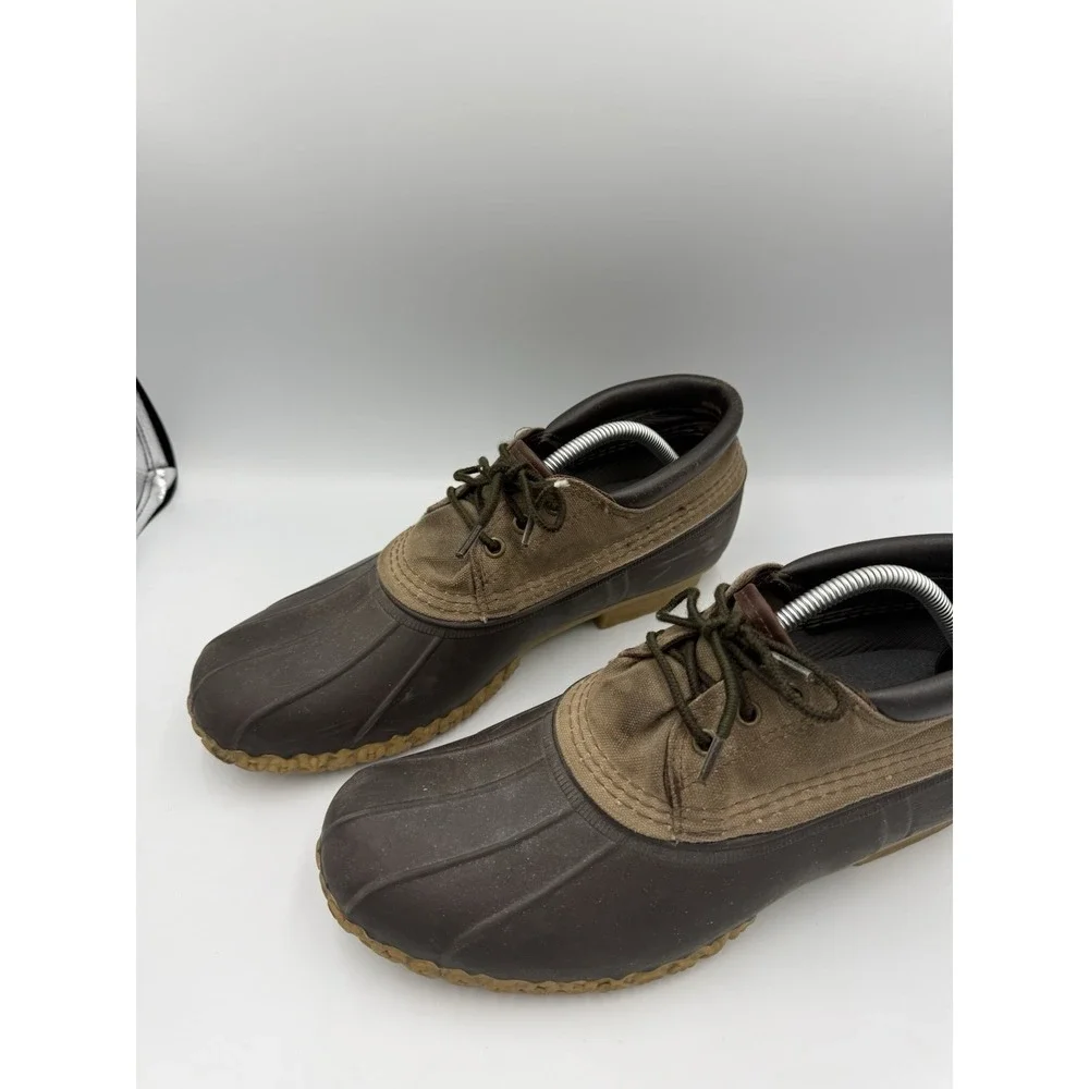 Vintage L.L Bean Gumshoe Boots Mens 10 M Brown Leather Canvas Waterproof USA